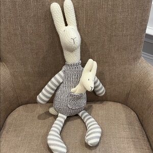 Adorable Cream and Gray Stuffed Bunny Toy